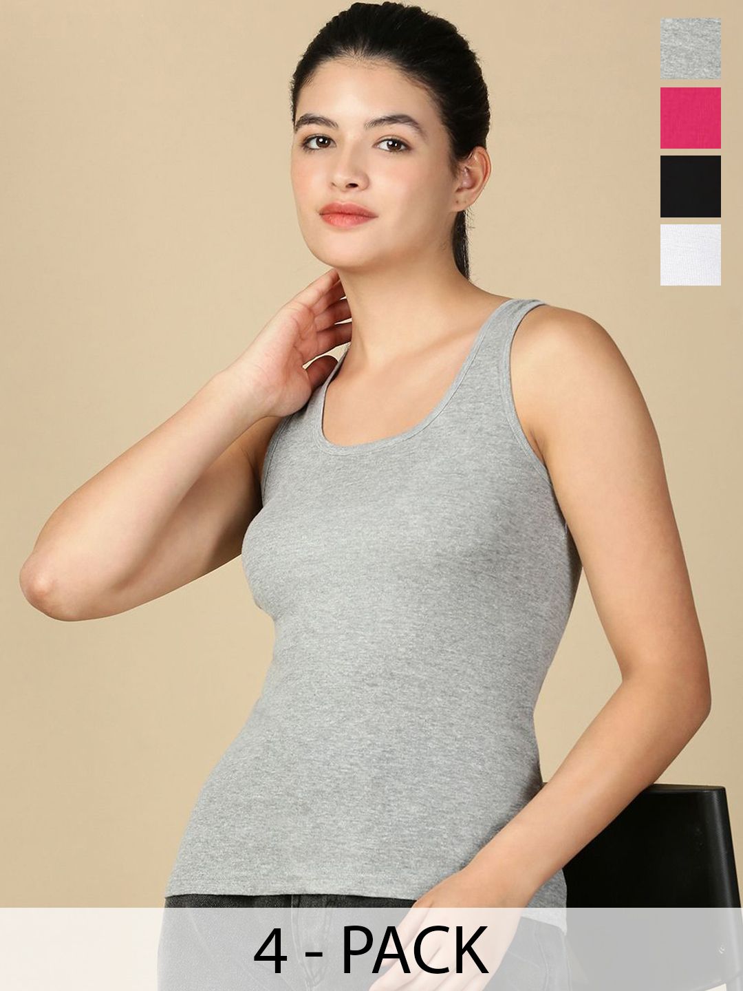 Lux Cozi Pack Of 4 Combed Cotton Camisoles-picture-17