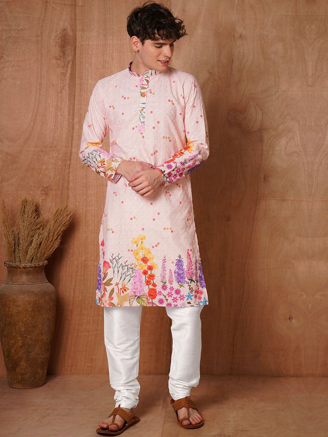 TRYBUY.IN Men Ethnic Motifs Printed Chikankari Indie Prints Kurta-picture-35