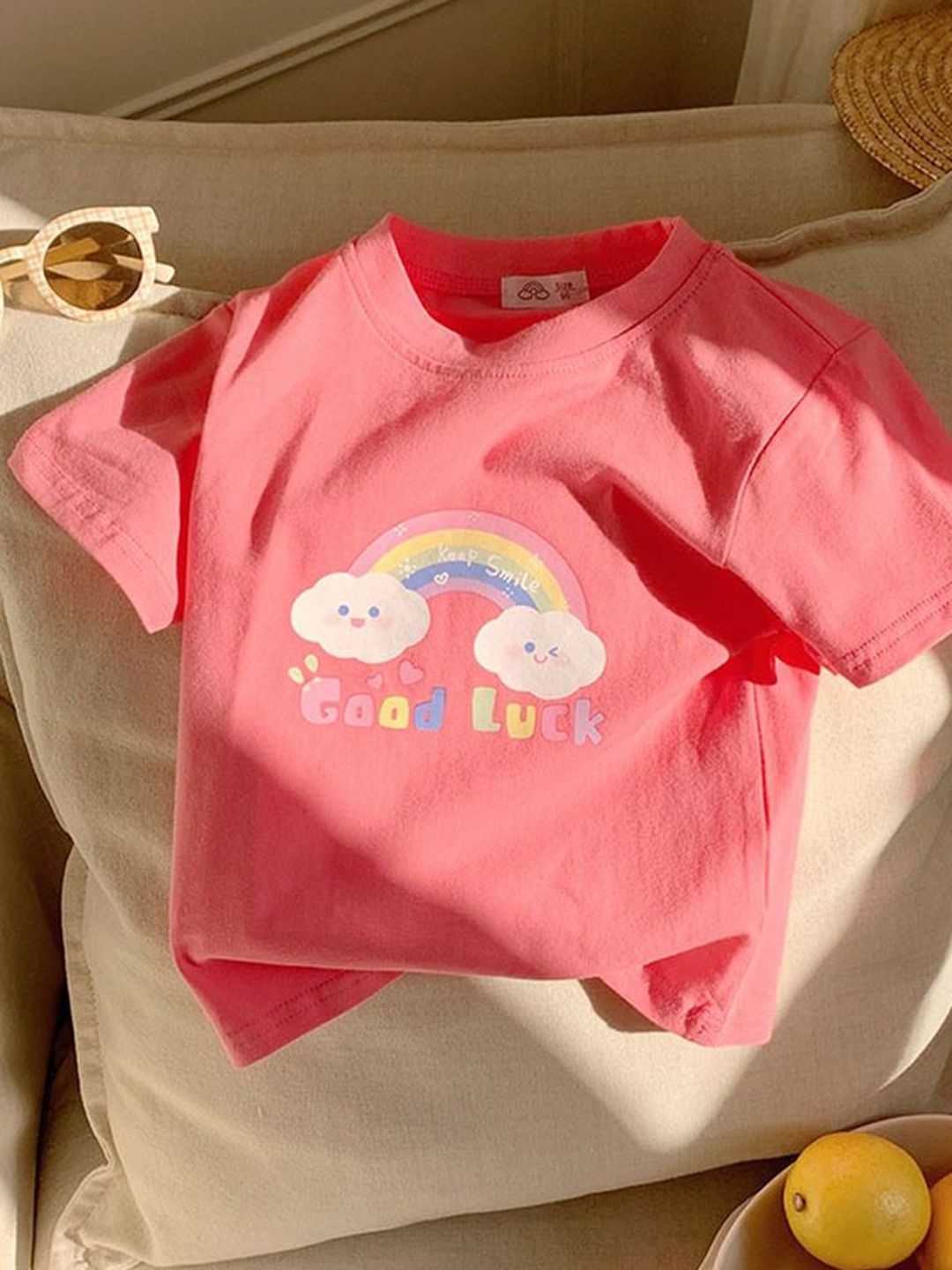 LULU & SKY Girls Typography Printed V-Neck Pockets T-shirt-picture-19