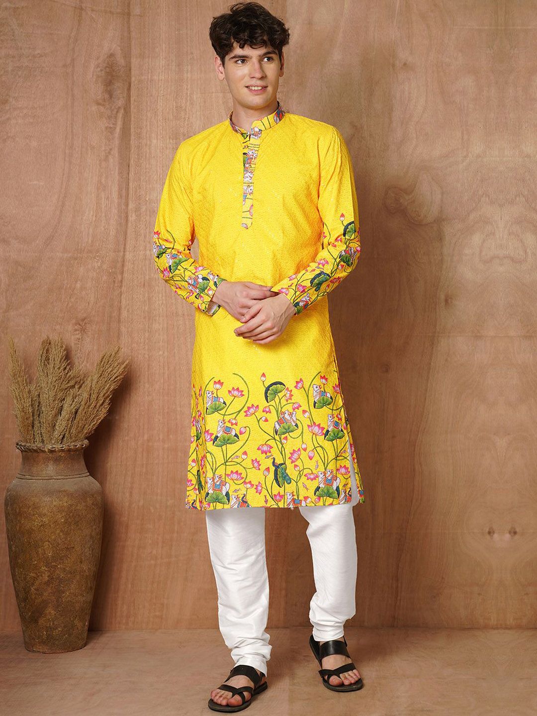 TRYBUY.IN Men Ethnic Motifs Printed Chikankari Indie Prints Kurta-picture-27