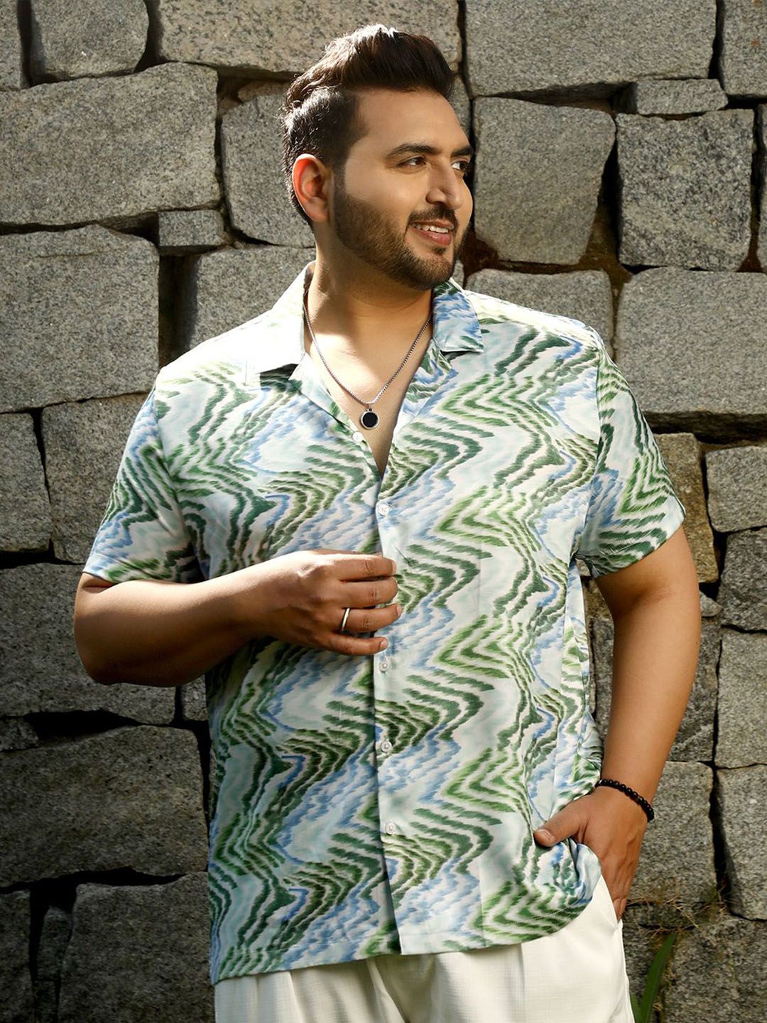 Instafab Plus Men Comfort Opaque Printed Casual Shirt-picture-38