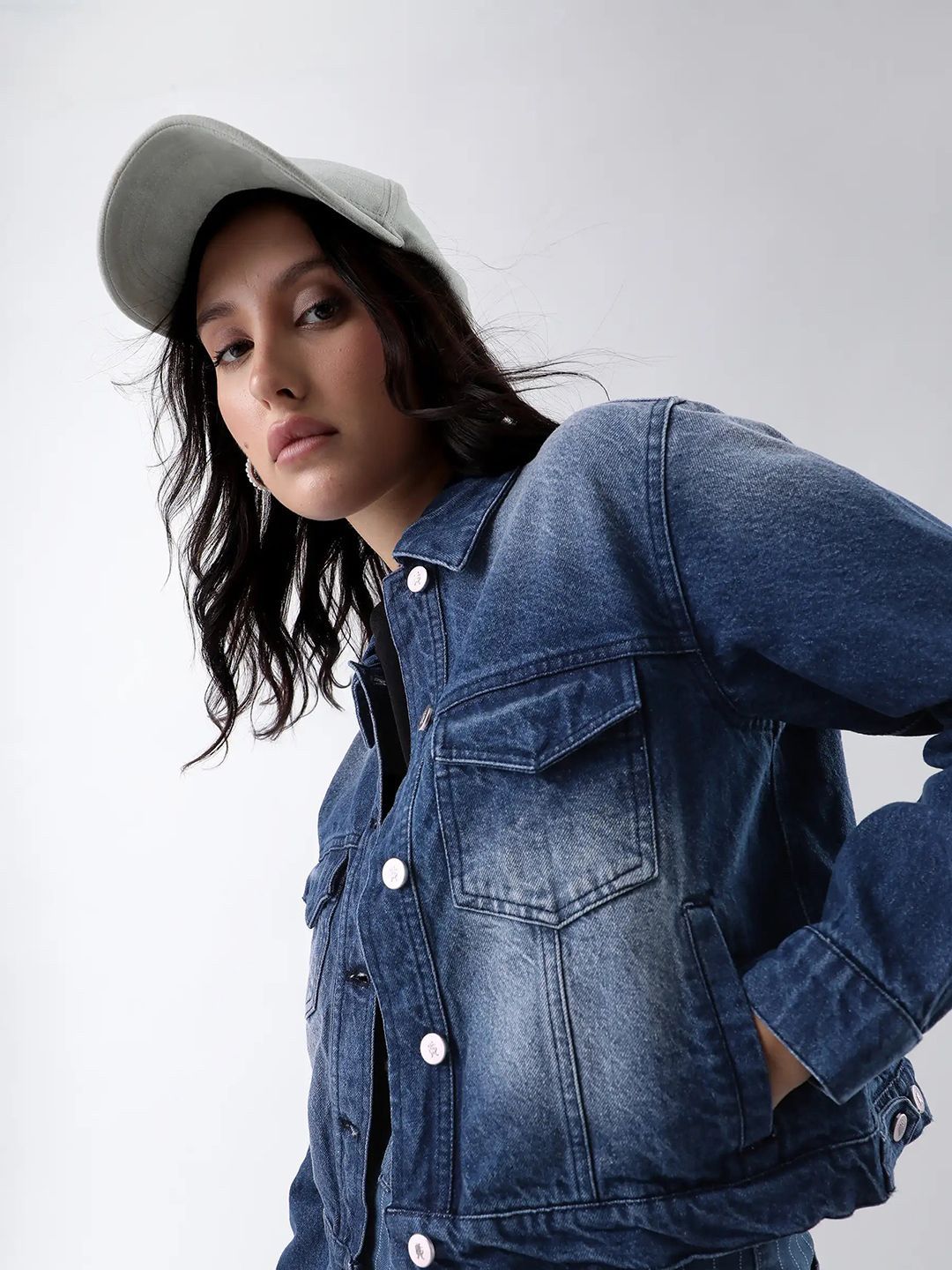 RAREISM Women Denim Jacket with Embroidered-image-36
