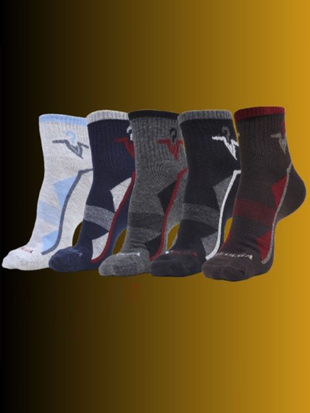 MJE Men Pack Of 5 Patterned Ankle Length Socks-picture-23