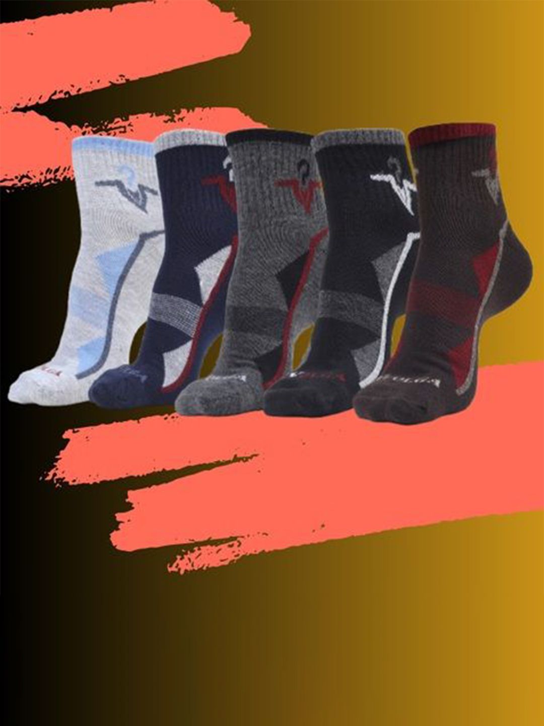 MJE Men Pack Of 5 Patterned Ankle Length Socks-picture-25
