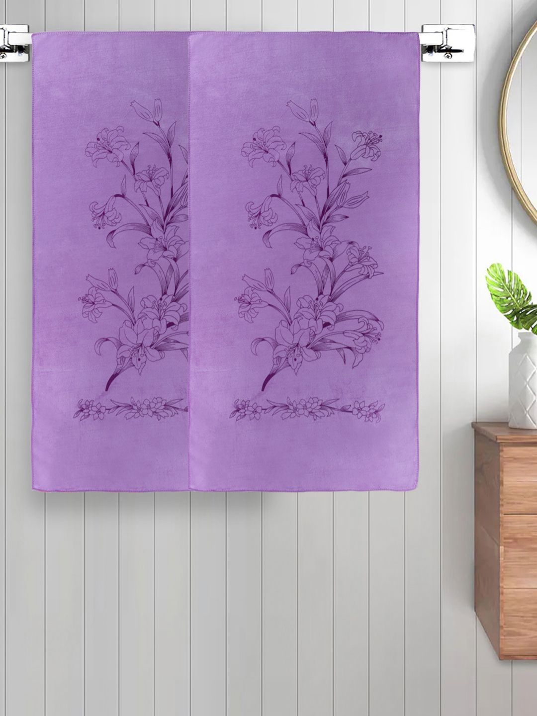 Myntra Elegant Homes Purple 2 Printed Cotton 300 GSM Bath Towel-picture-15