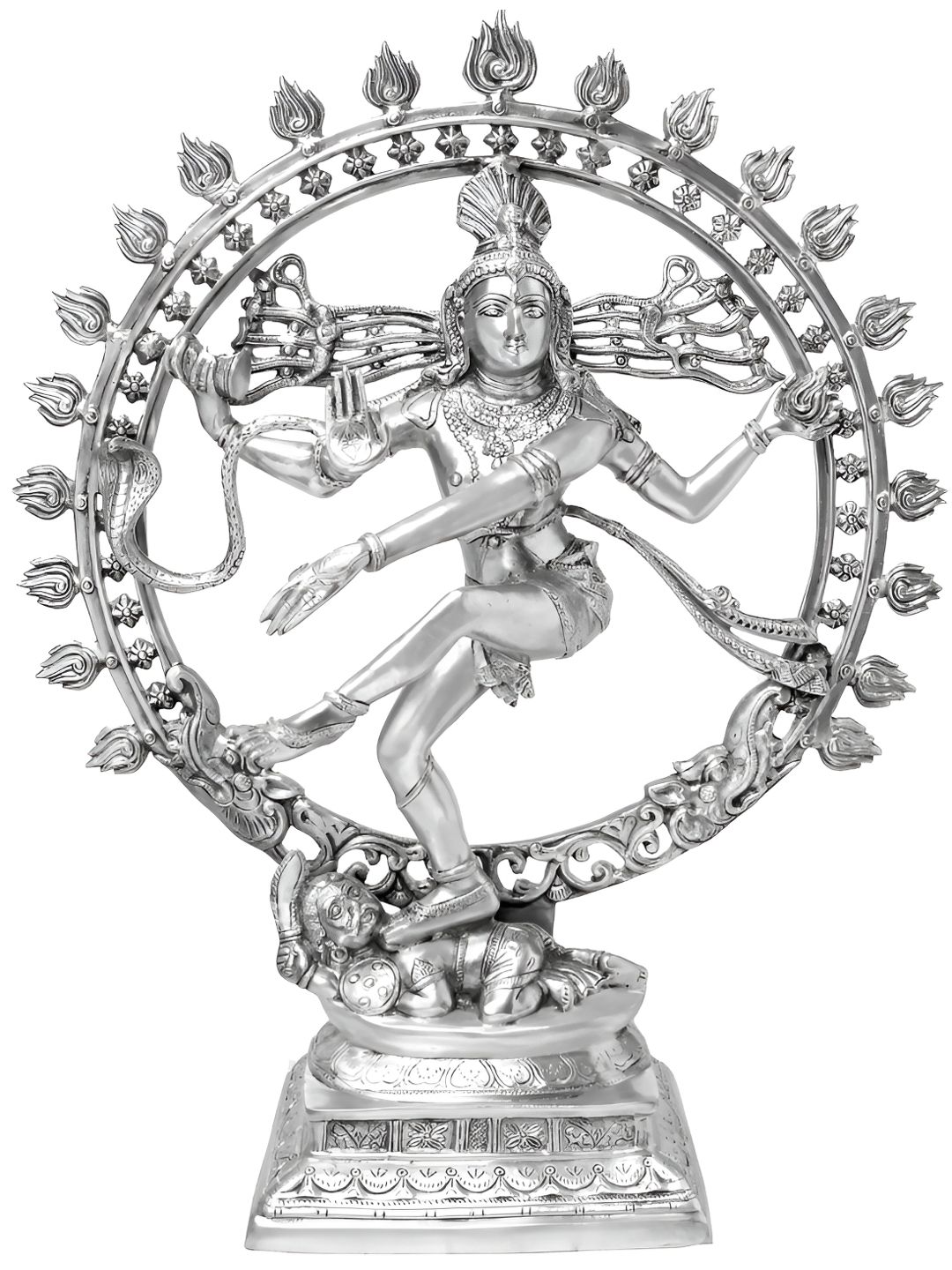 Exotic India Silver-Toned Lord Nataraja Brass Idol Showpiece-image-39