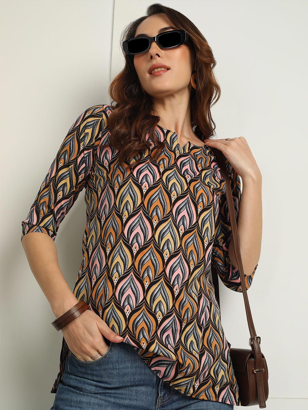 Moda Rapido Floral Printed V-Neck Kurti-picture-36
