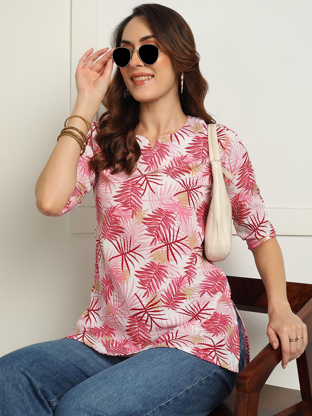 Moda Rapido Floral Printed V-Neck Kurti-picture-39