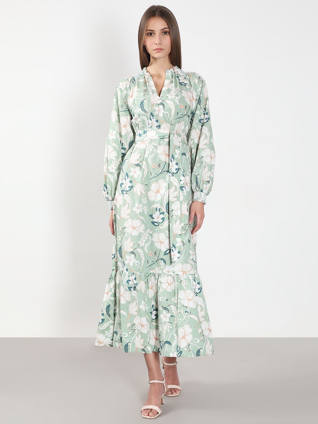 Vero Moda Floral Print Puff Sleeve Fit & Flare Maxi Dress-picture-17