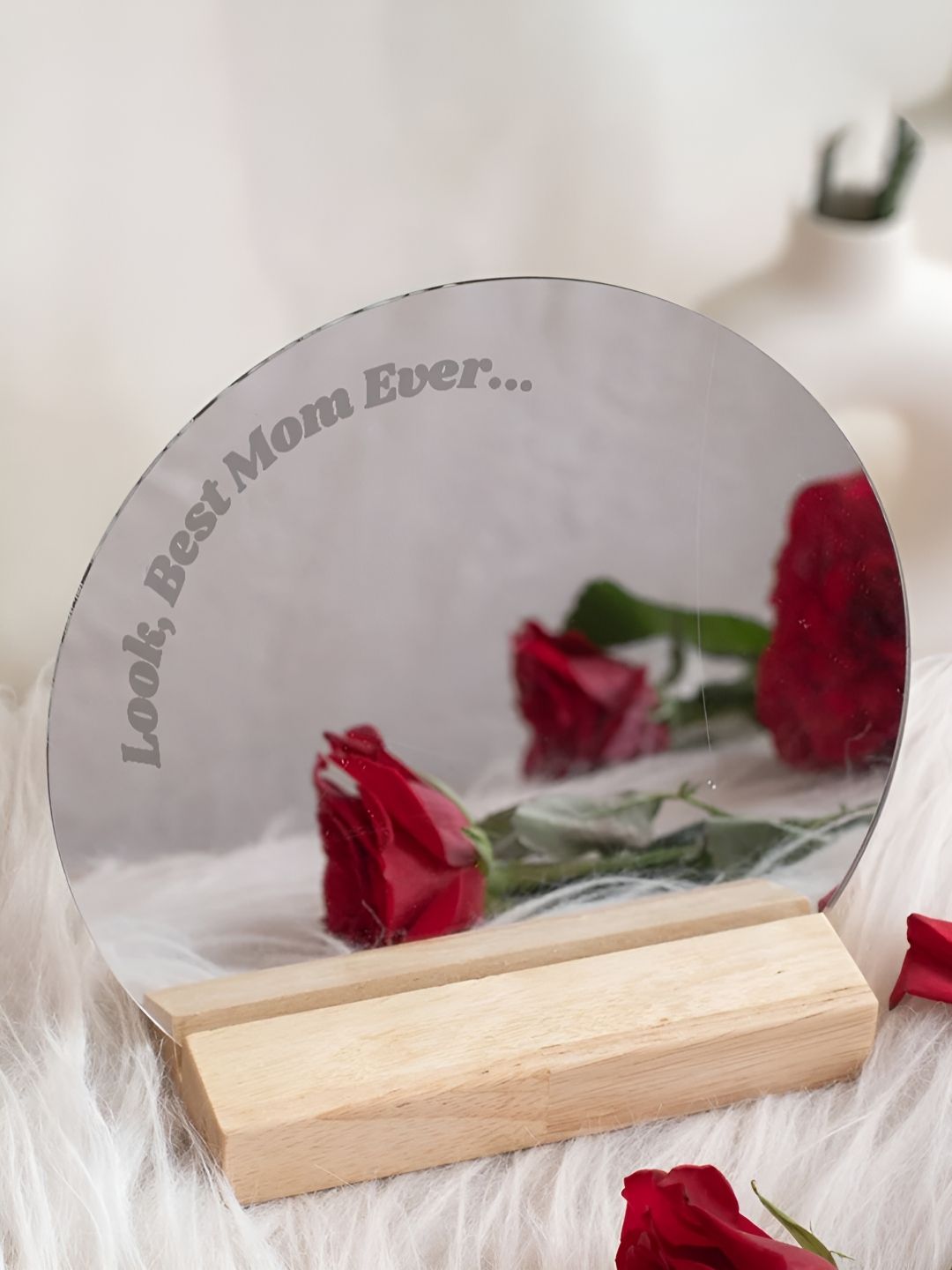 Confetti Gifts Beige & Grey Mirror With Personalized UV Text Mother's Day Gift Sets-picture-17