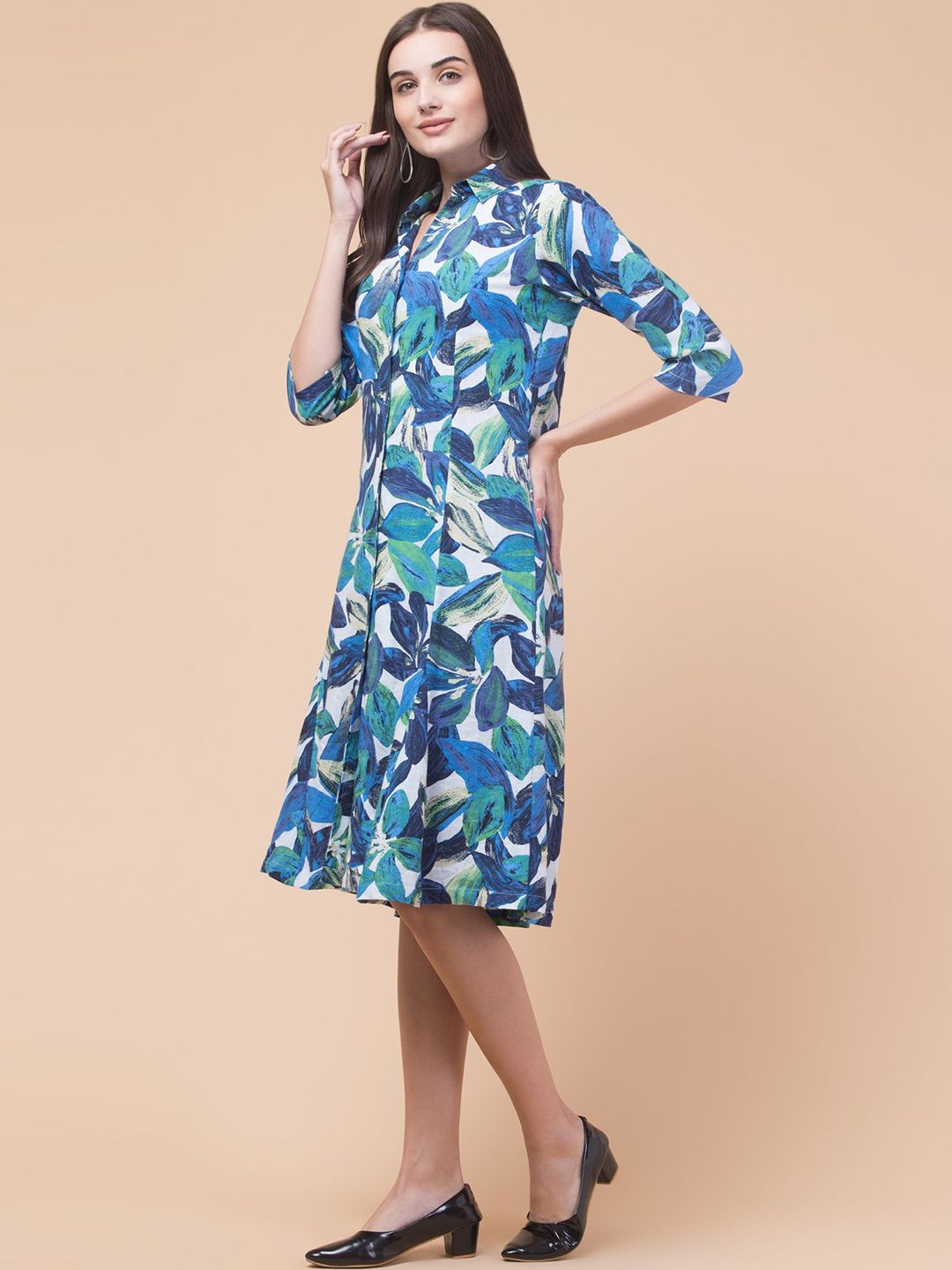 NADRU GRAPHIC PRINTED A-LINE DRESS