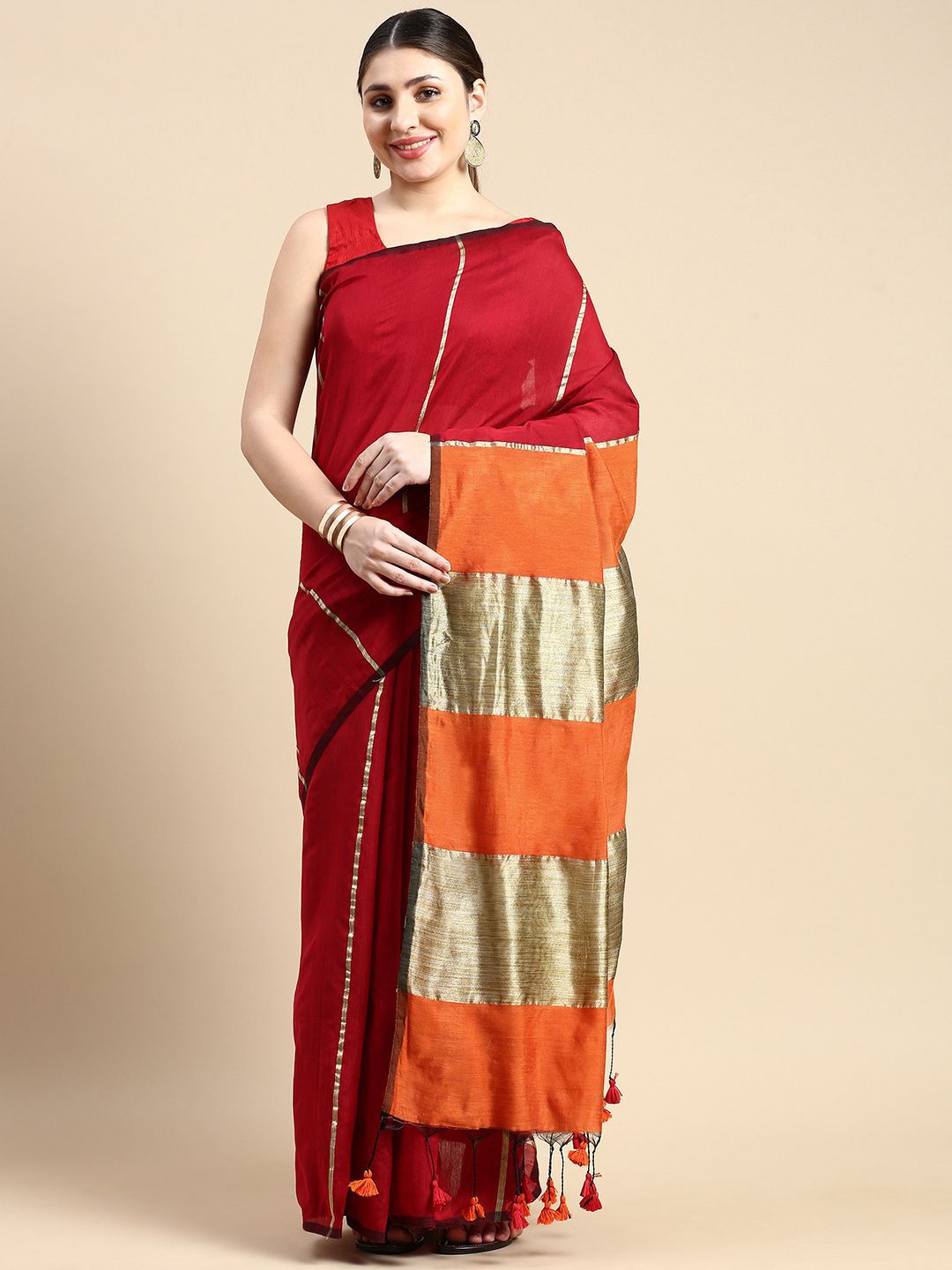 DESH BIDESH Striped Silk Cotton Saree-picture-19