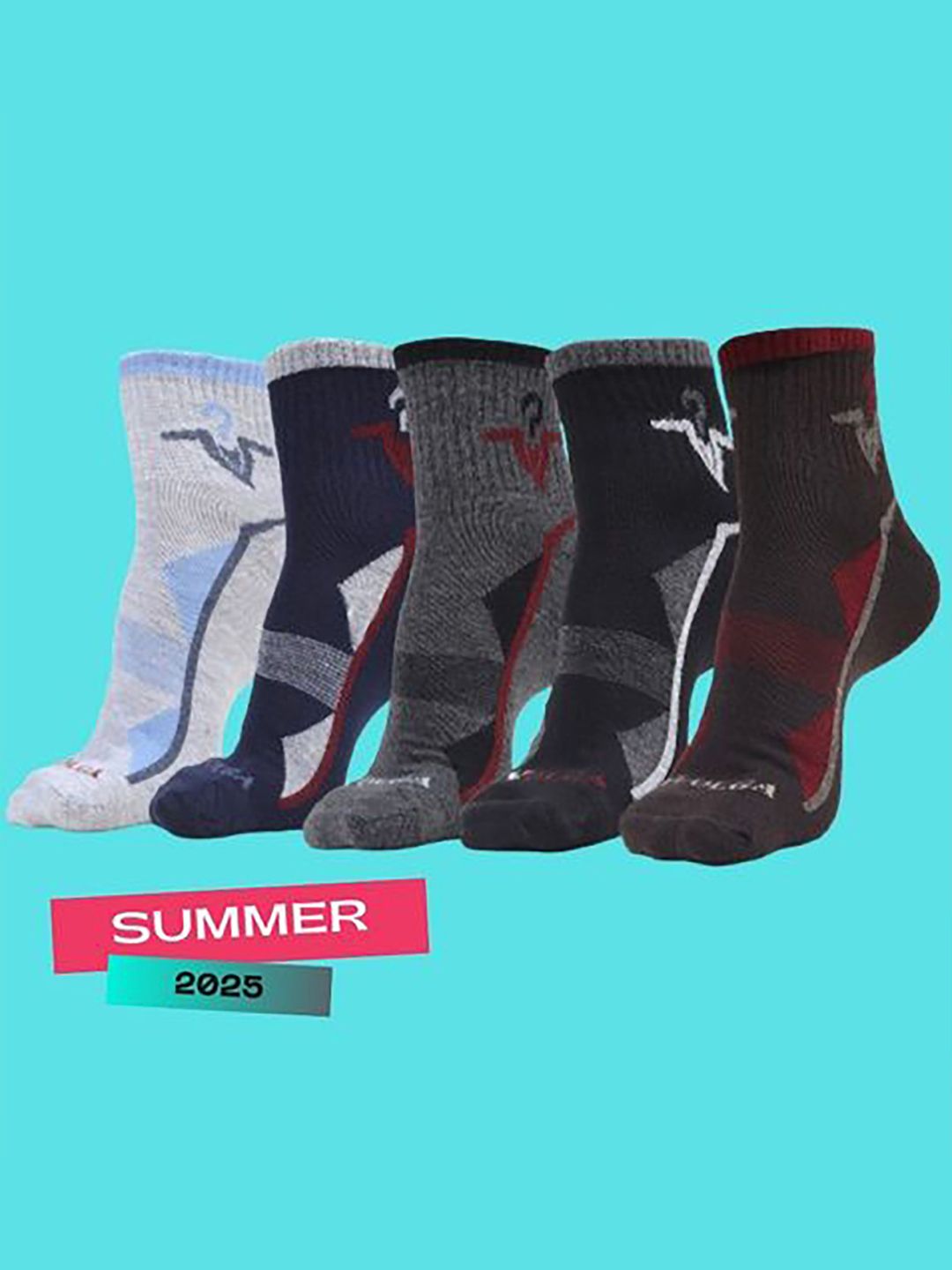 MJE Men Pack Of 5 Patterned Ankle Length Socks-picture-26