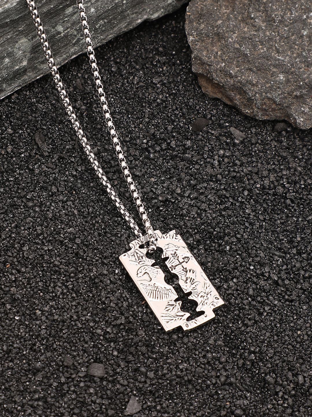 French Accent Silver-Plated Eagle-Blade Pendant & Chain-picture-23