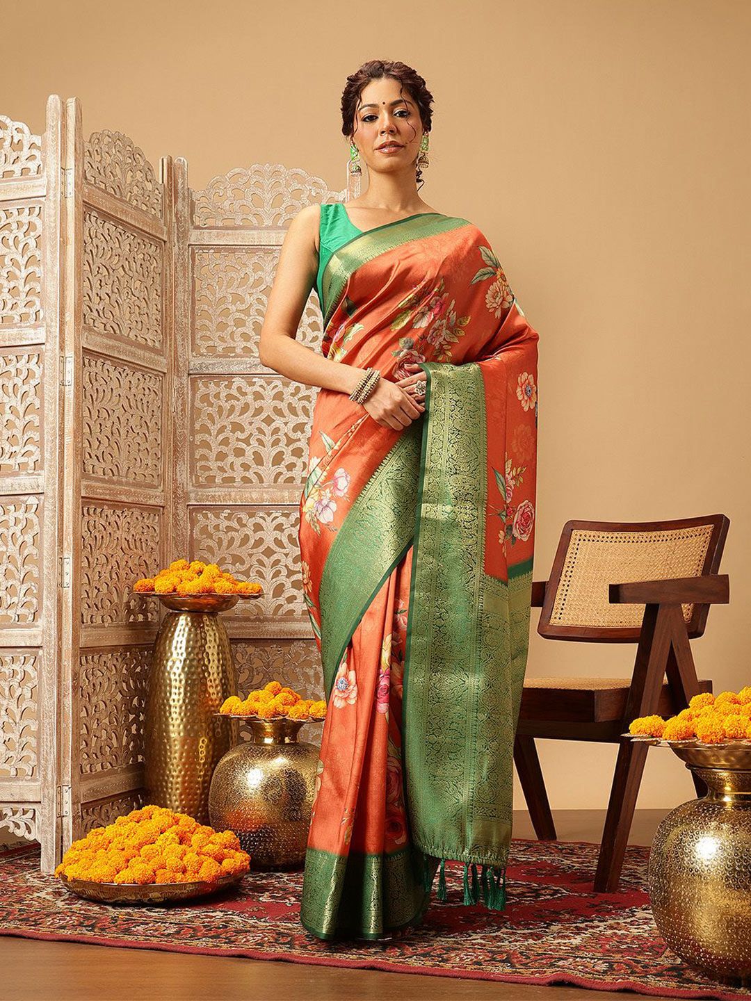 Silk Land Floral Zari Art Silk Banarasi Saree-picture-37