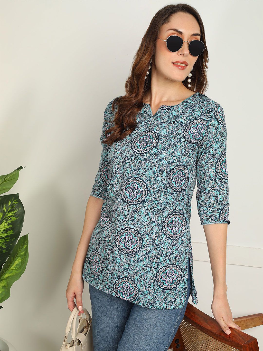 Moda Rapido Floral Printed V-Neck Kurti-picture-37
