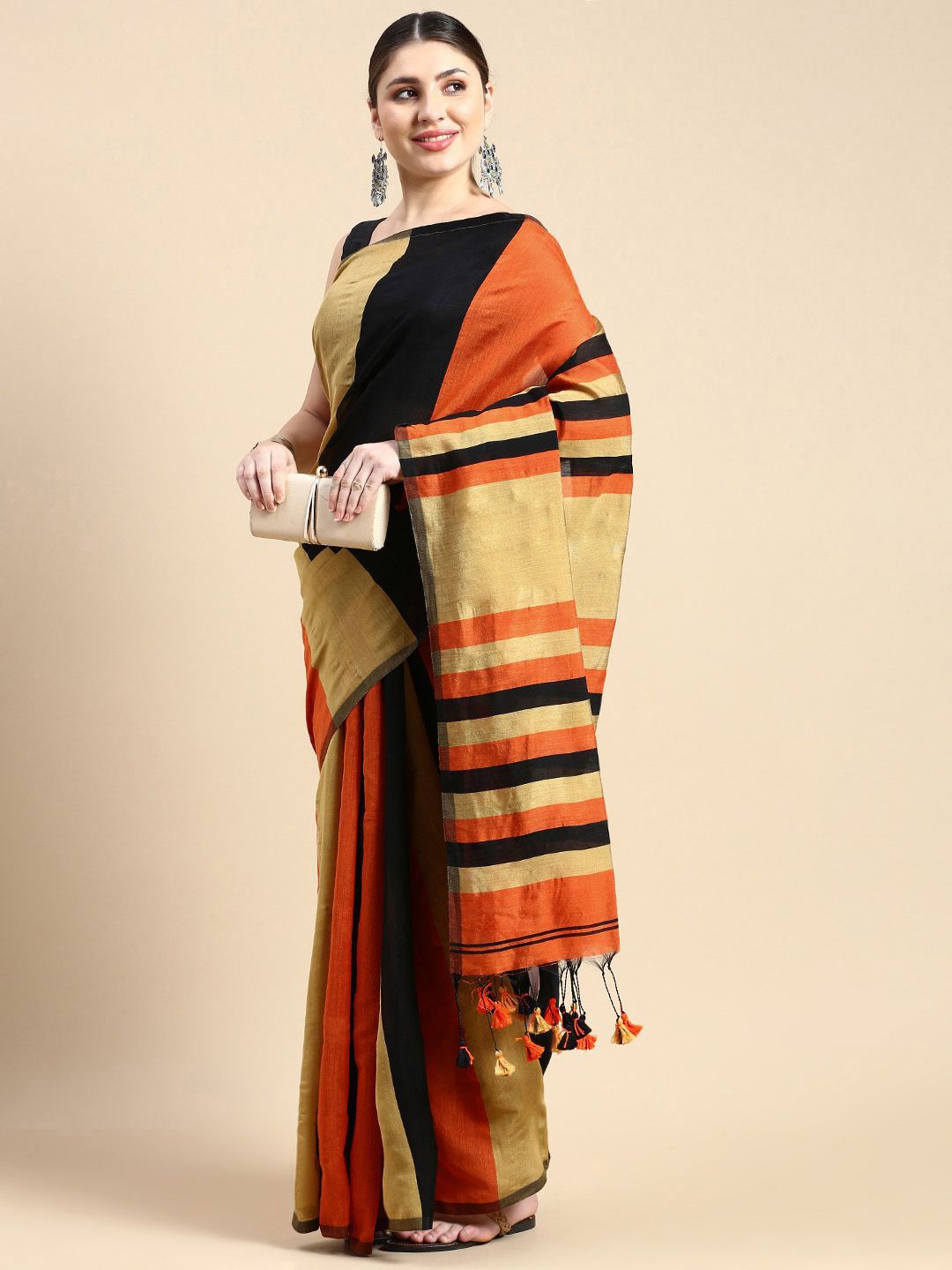 DESH BIDESH Striped Silk Cotton Saree-picture-38