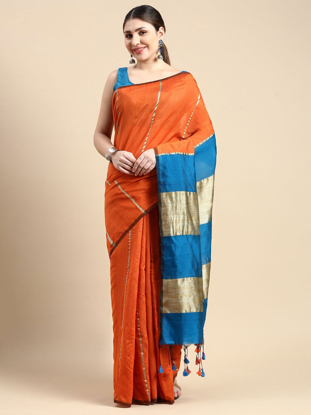 DESH BIDESH Colourblocked Silk Cotton Saree-picture-47