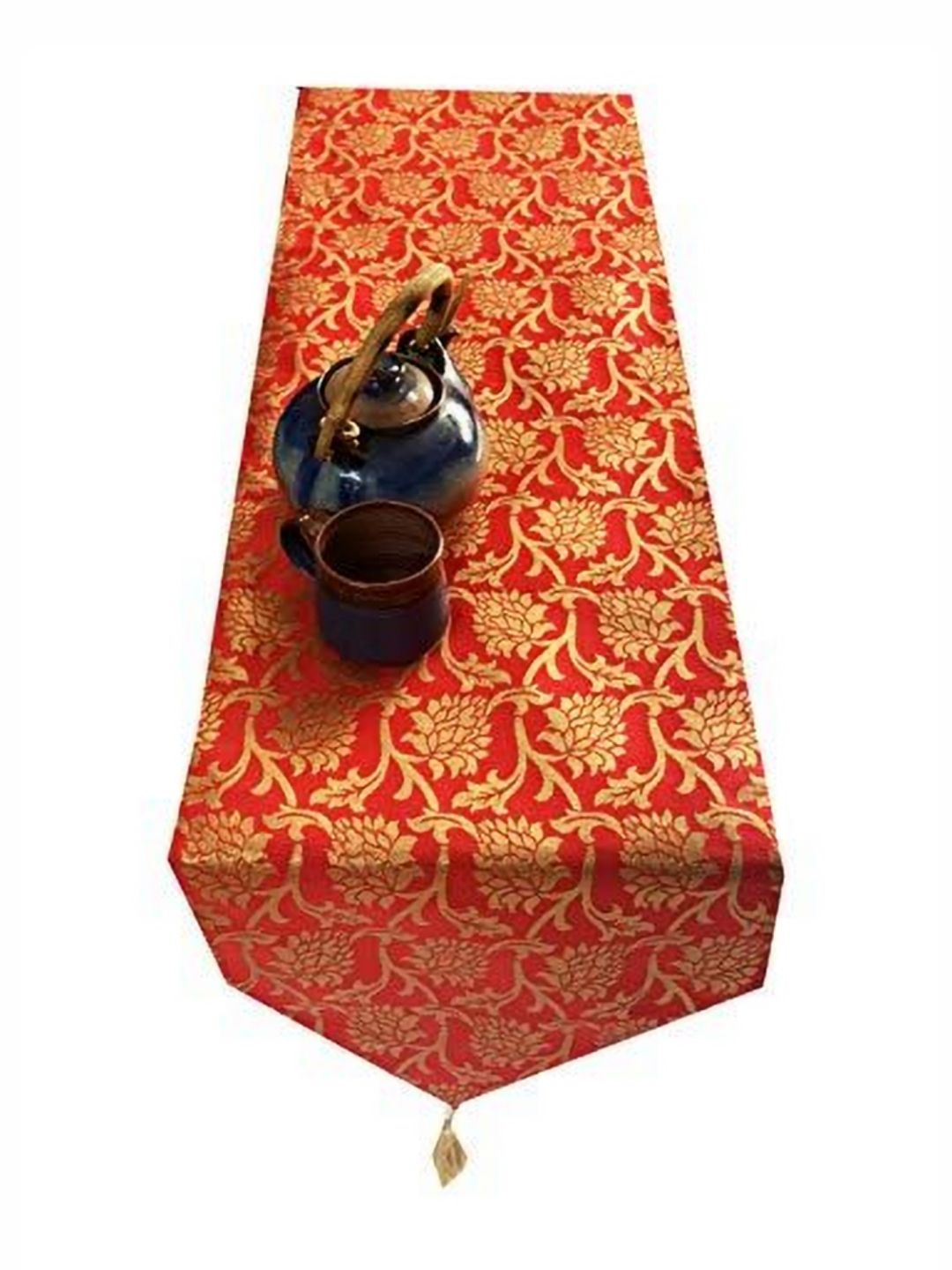 Pink Parrot Red & Yellow Woven Designed Tasseled TableRunner-picture-27