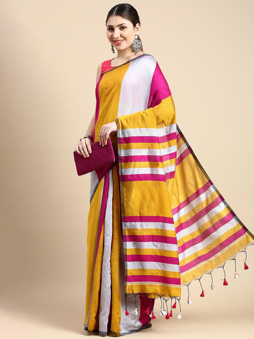 DESH BIDESH Striped Silk Cotton Saree-picture-33