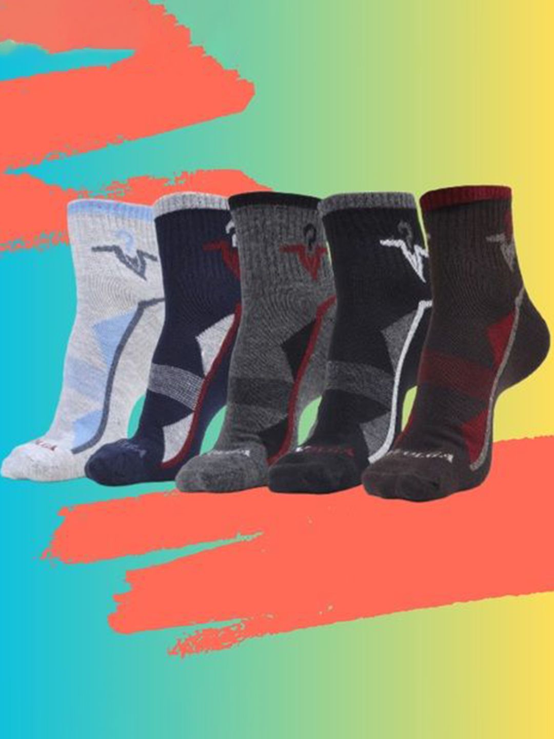 MJE Men Pack Of 5 Patterned Ankle Length Socks-picture-28