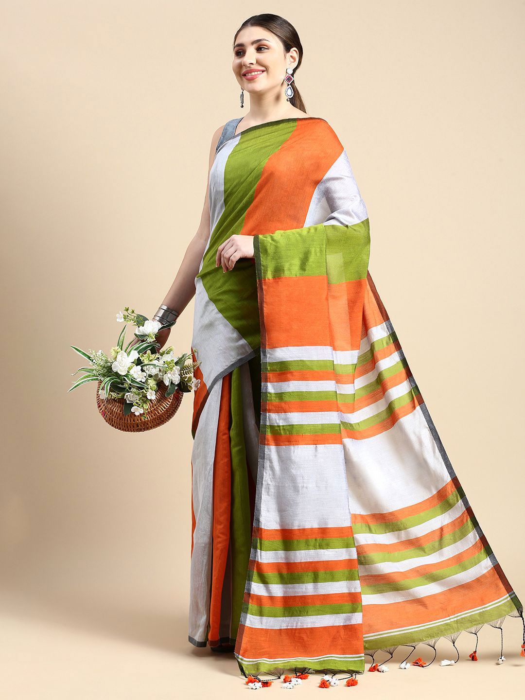 DESH BIDESH Striped Silk Cotton Saree-picture-52