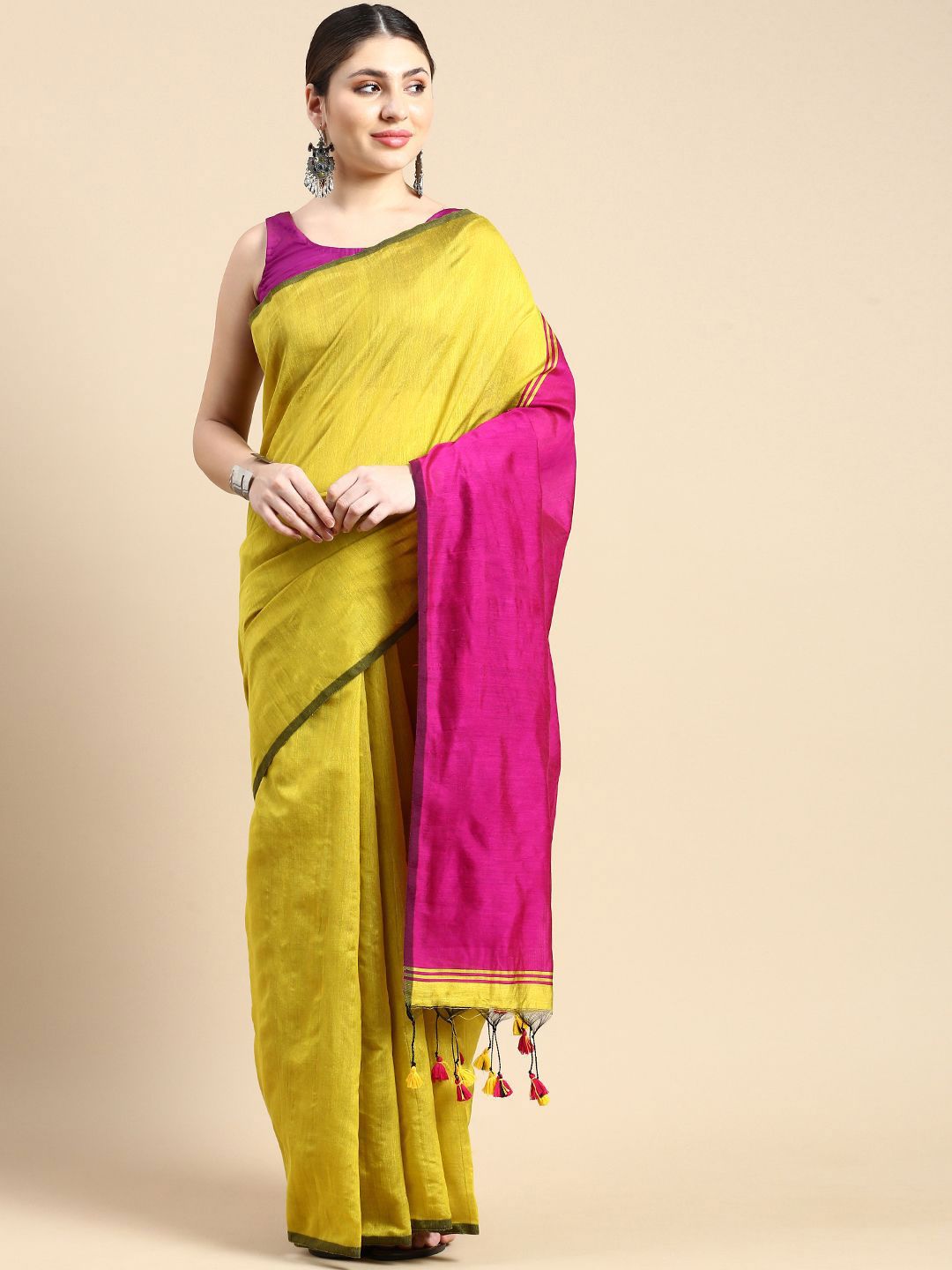DESH BIDESH Colourblocked Silk Cotton Saree-picture-14