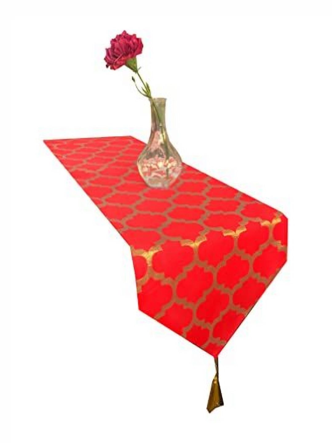 Pink Parrot Red & Yellow Woven Designed Tasseled TableRunner-picture-26