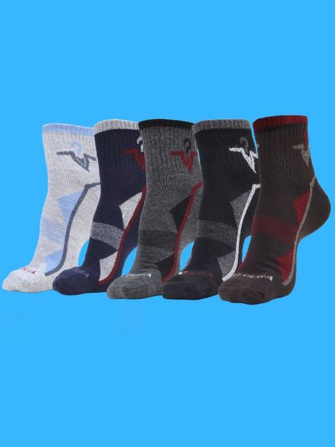 MJE Men Pack Of 5 Patterned Ankle Length Socks-picture-42