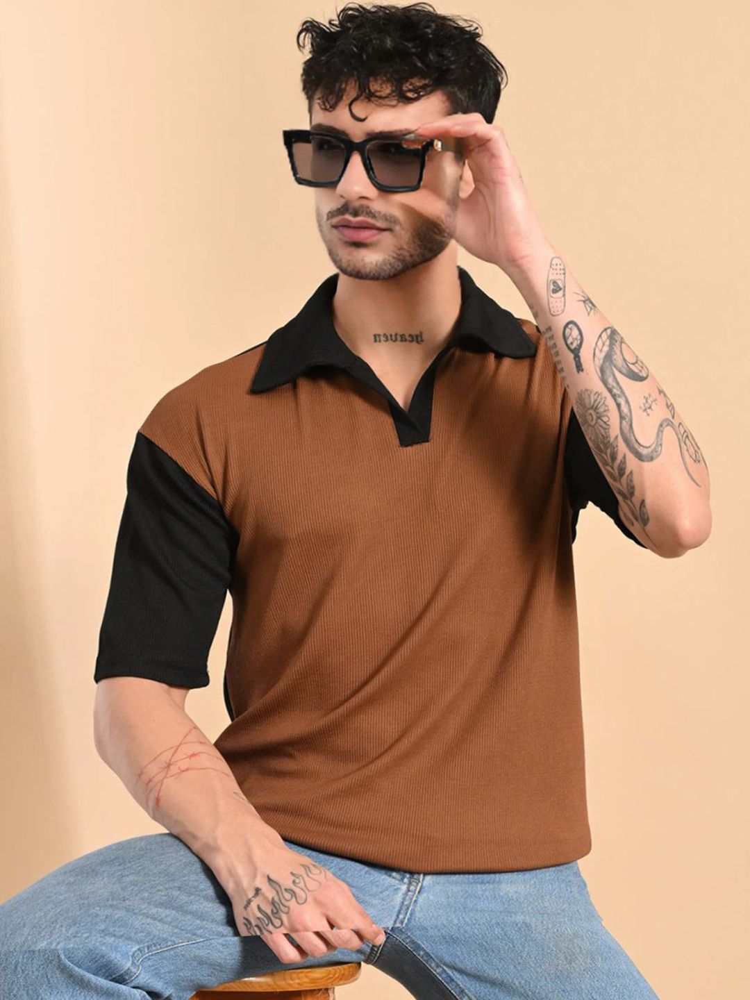 genzy GenzyColourblocked Polo Collar T-shirt-picture-23