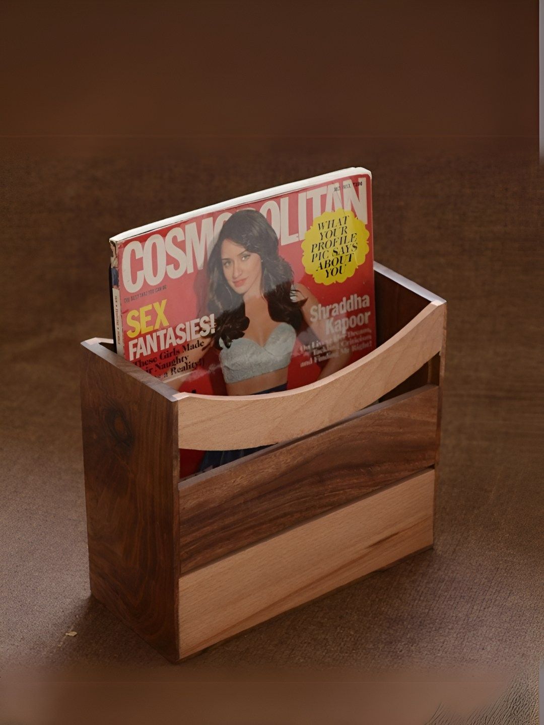 Unravel India Brown Wooden Magazine Stand