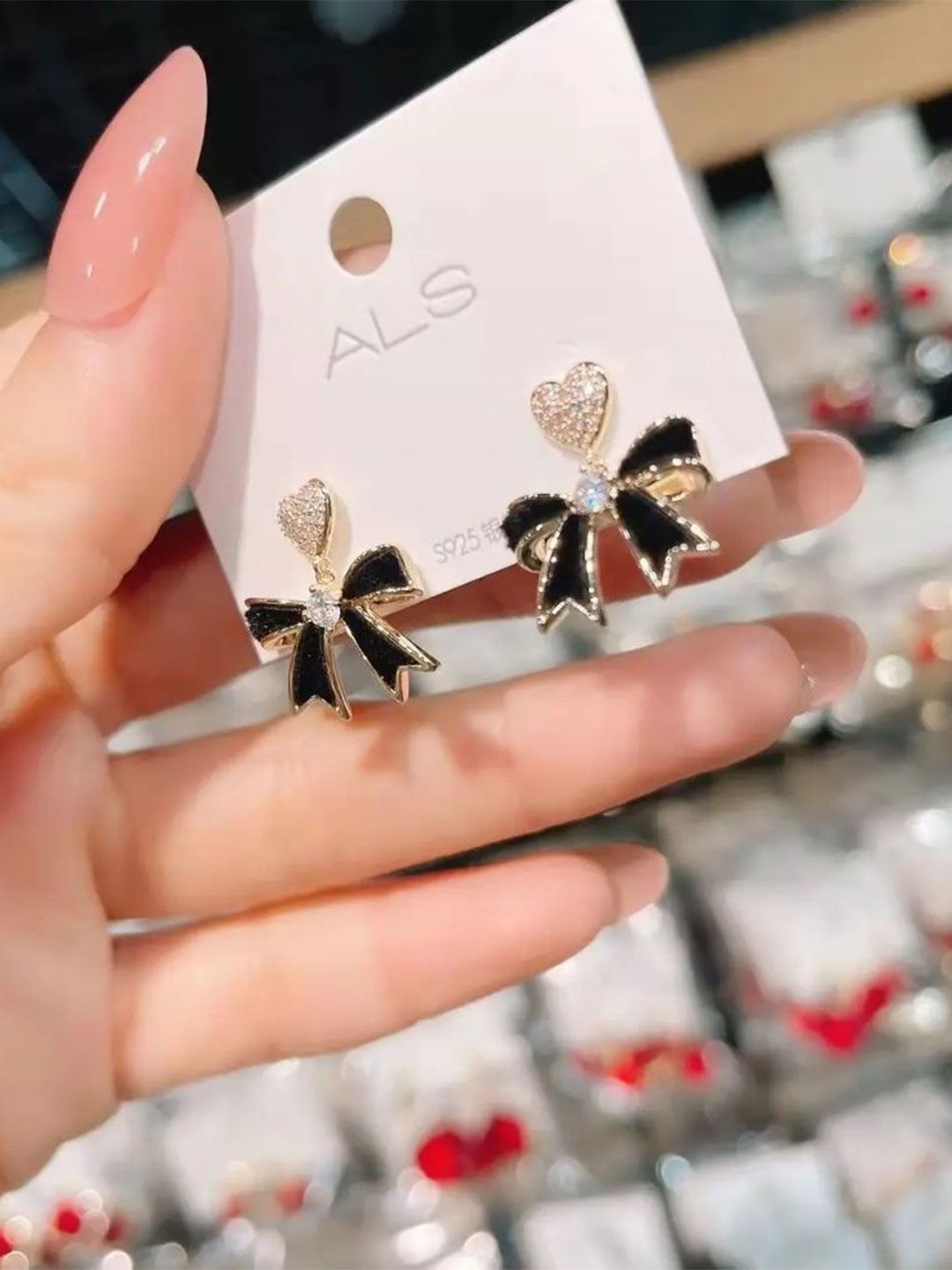 Estailo fashion Artificial Stones Studded Heart Shaped Drop Earrings-picture-17