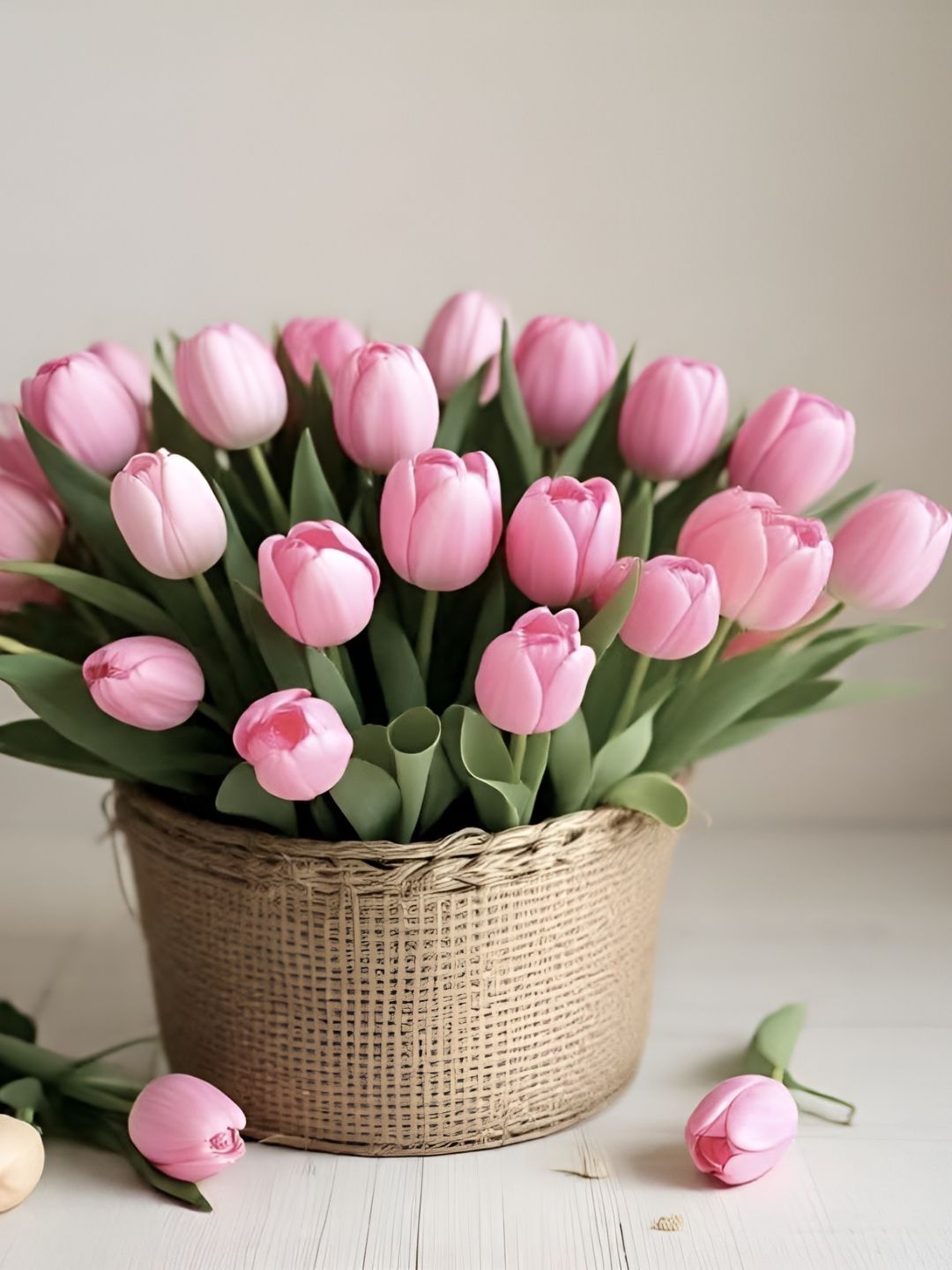 Chitra Artworks Pink 5 Pieces Tulip Artificial Flower-picture-37