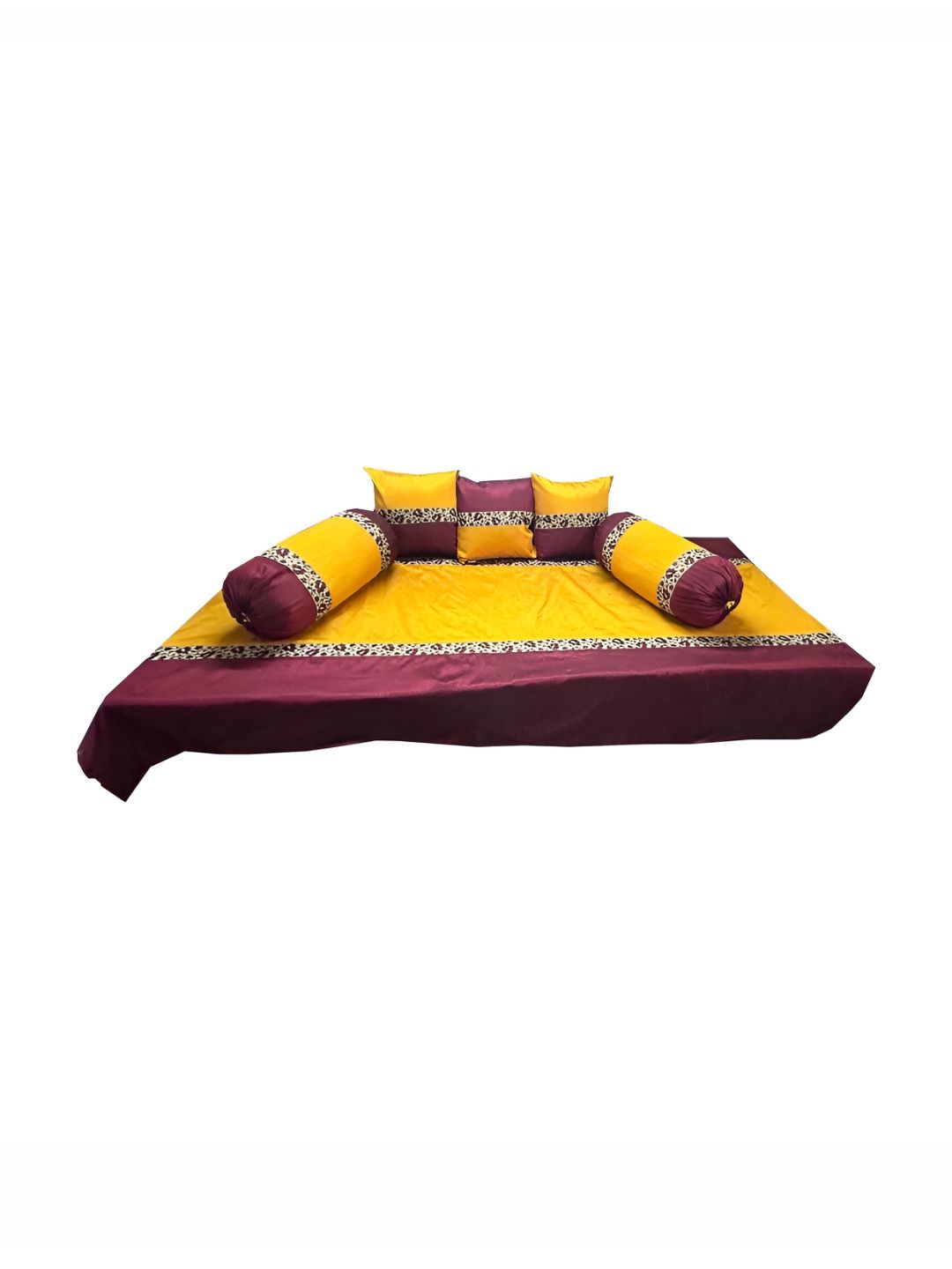 Pink Parrot Pinkparrot 6-Pcs Yellow & Brown Printed Diwan Set-image-22