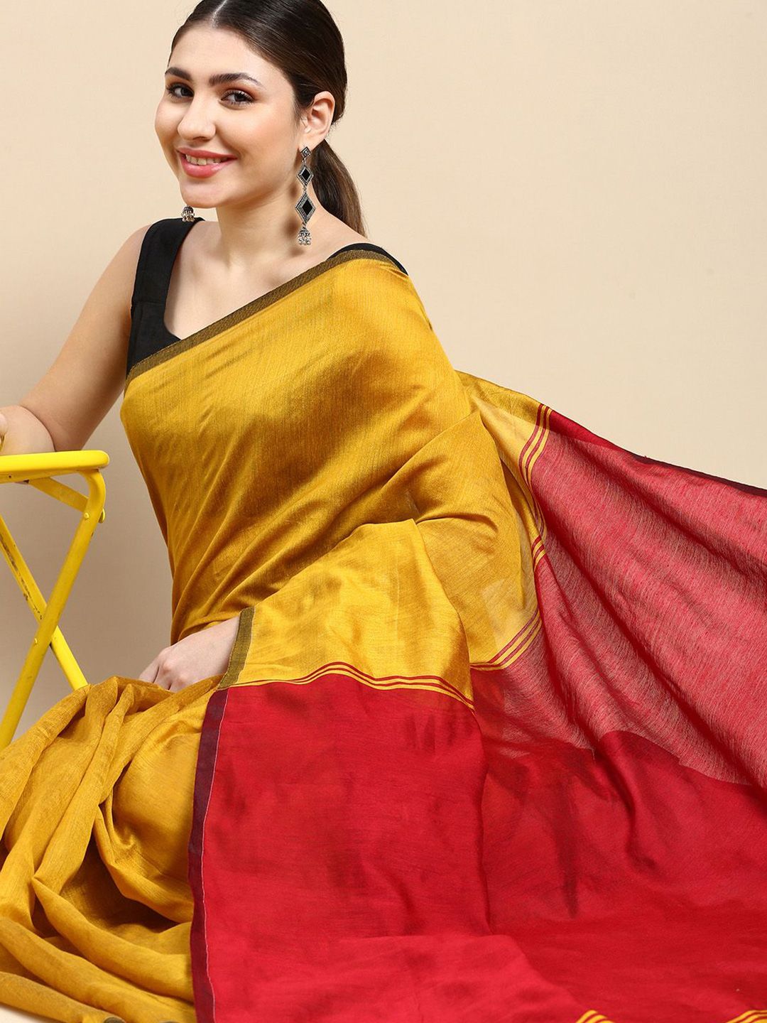 DESH BIDESH Colourblocked Silk Cotton Saree-picture-56