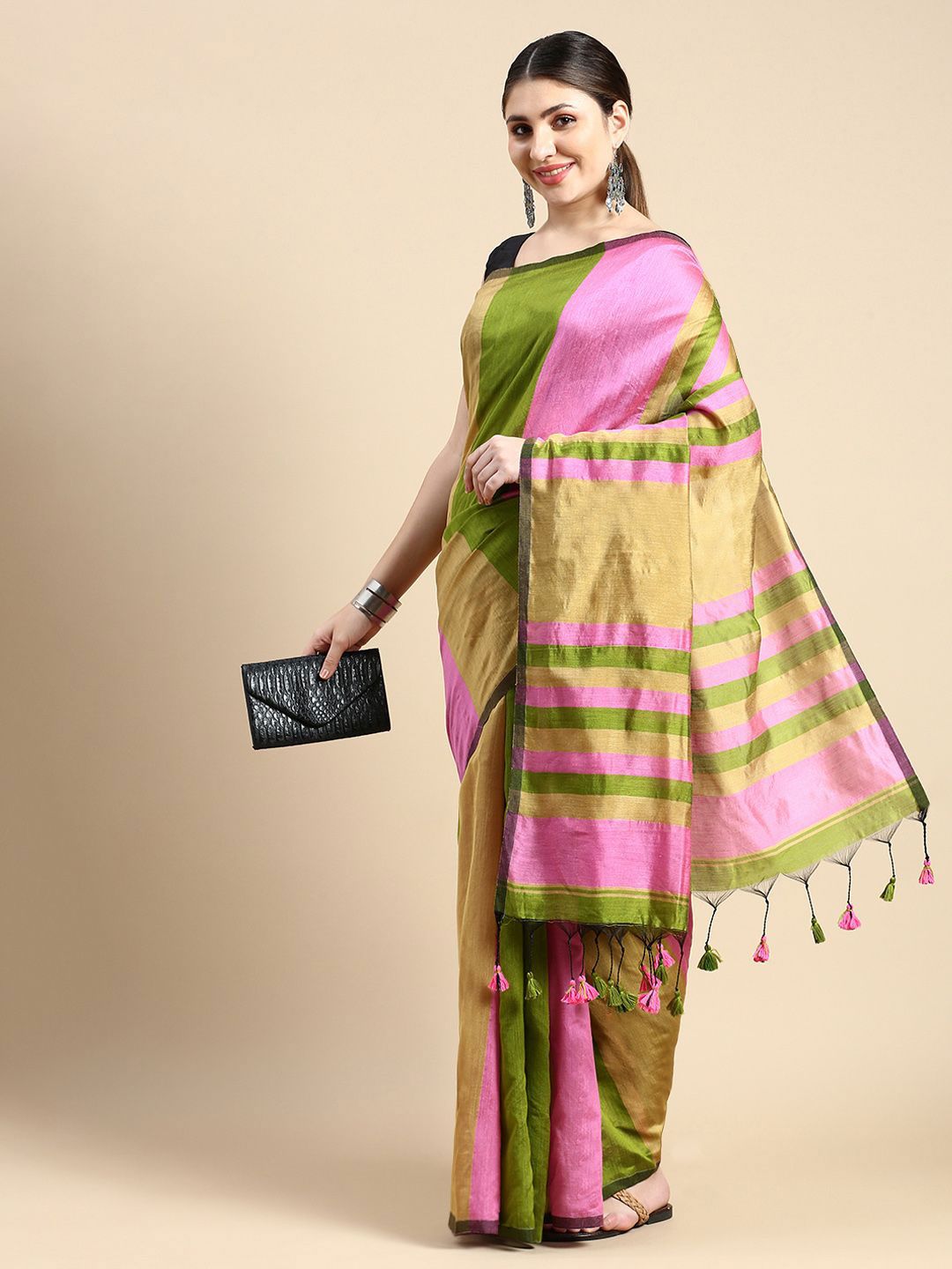 DESH BIDESH Striped Silk Cotton Saree-picture-53