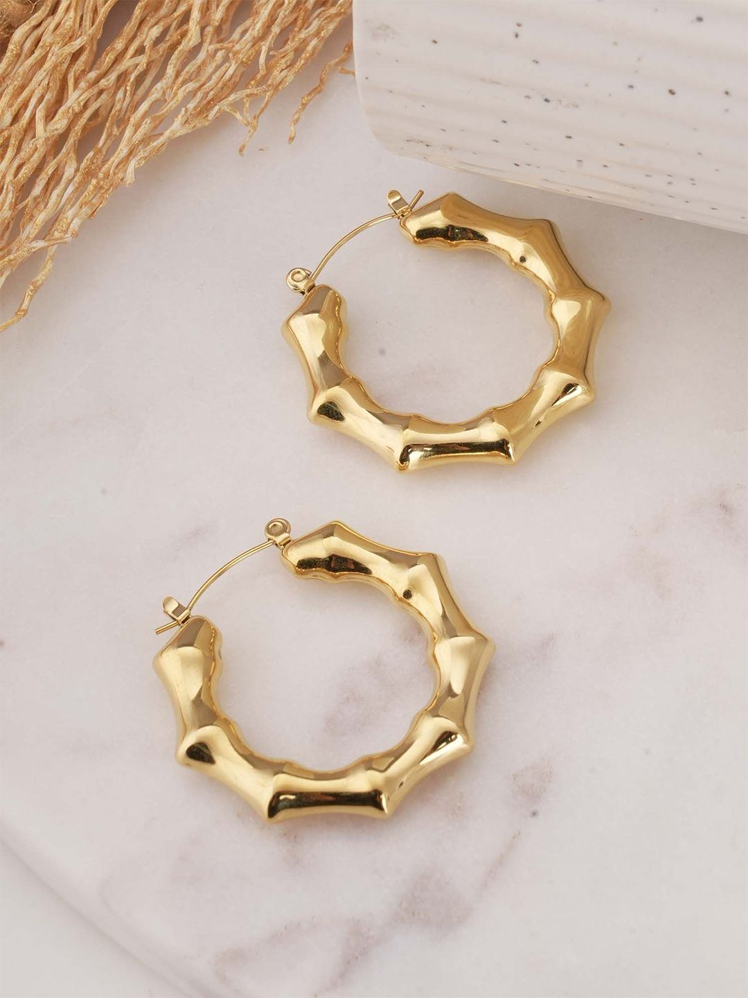 PALMONAS Stainless Steel Gold-Plated Contemporary Studs Earrings-picture-42