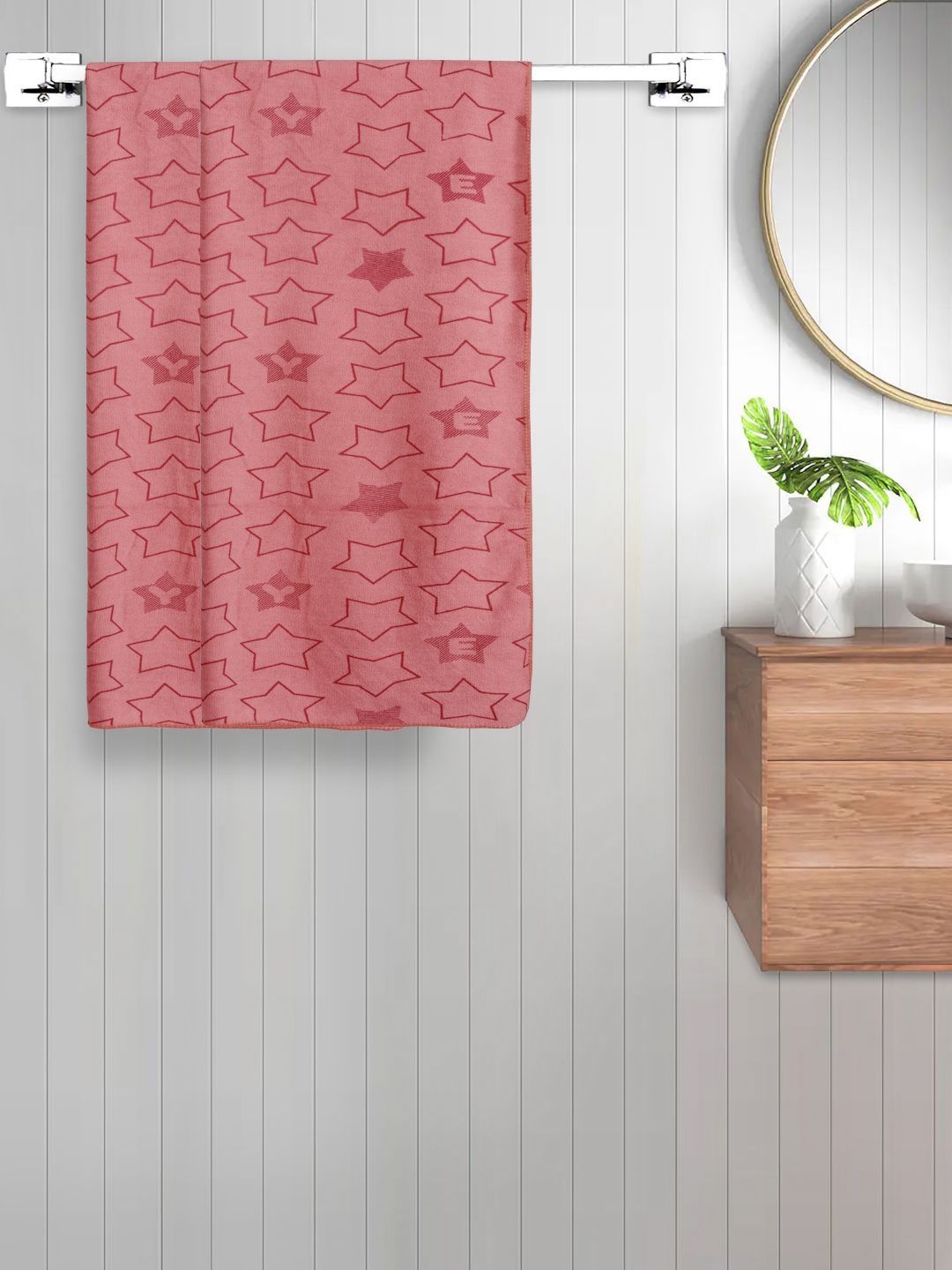 Myntra Elegant Homes Peach-Coloured 2 Printed Cotton 350 GSM Bath Towel-image-28