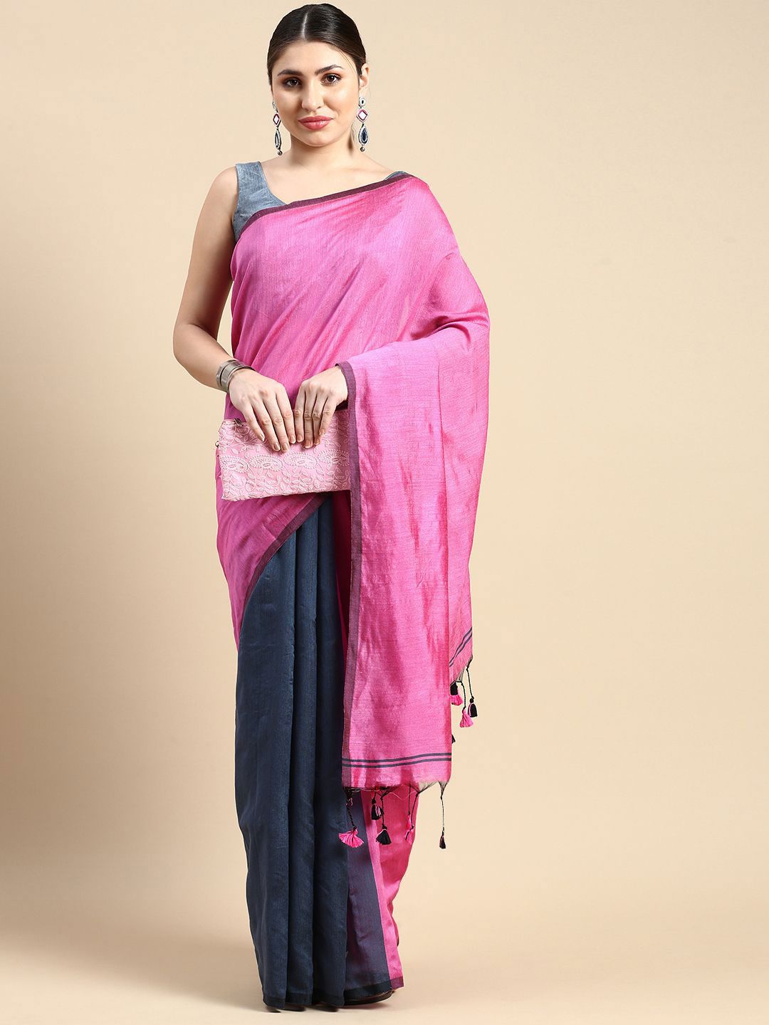 DESH BIDESH Colourblocked Silk Cotton Saree-picture-41