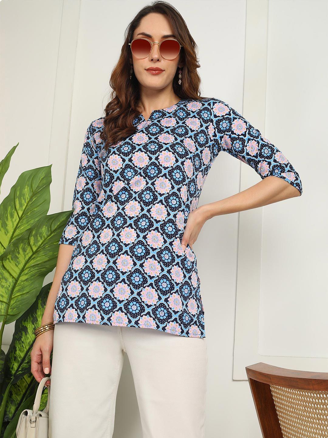 Moda Rapido Floral Printed V-Neck Kurti-picture-29
