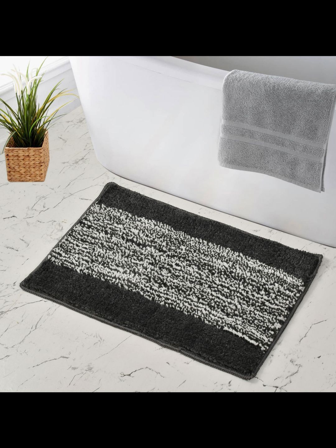 GBL COLLECTION Black & White Rectangular Anti Skid Floor Mat-picture-11