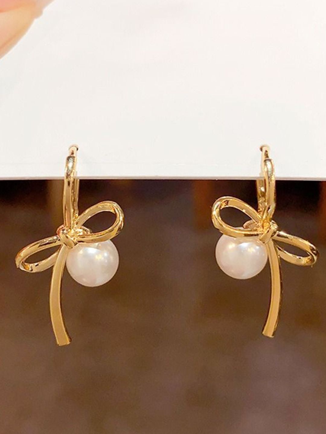 VIEN Stainless Steel Gold-Plated Pearls Beaded Contemporary Drop Earrings-picture-34