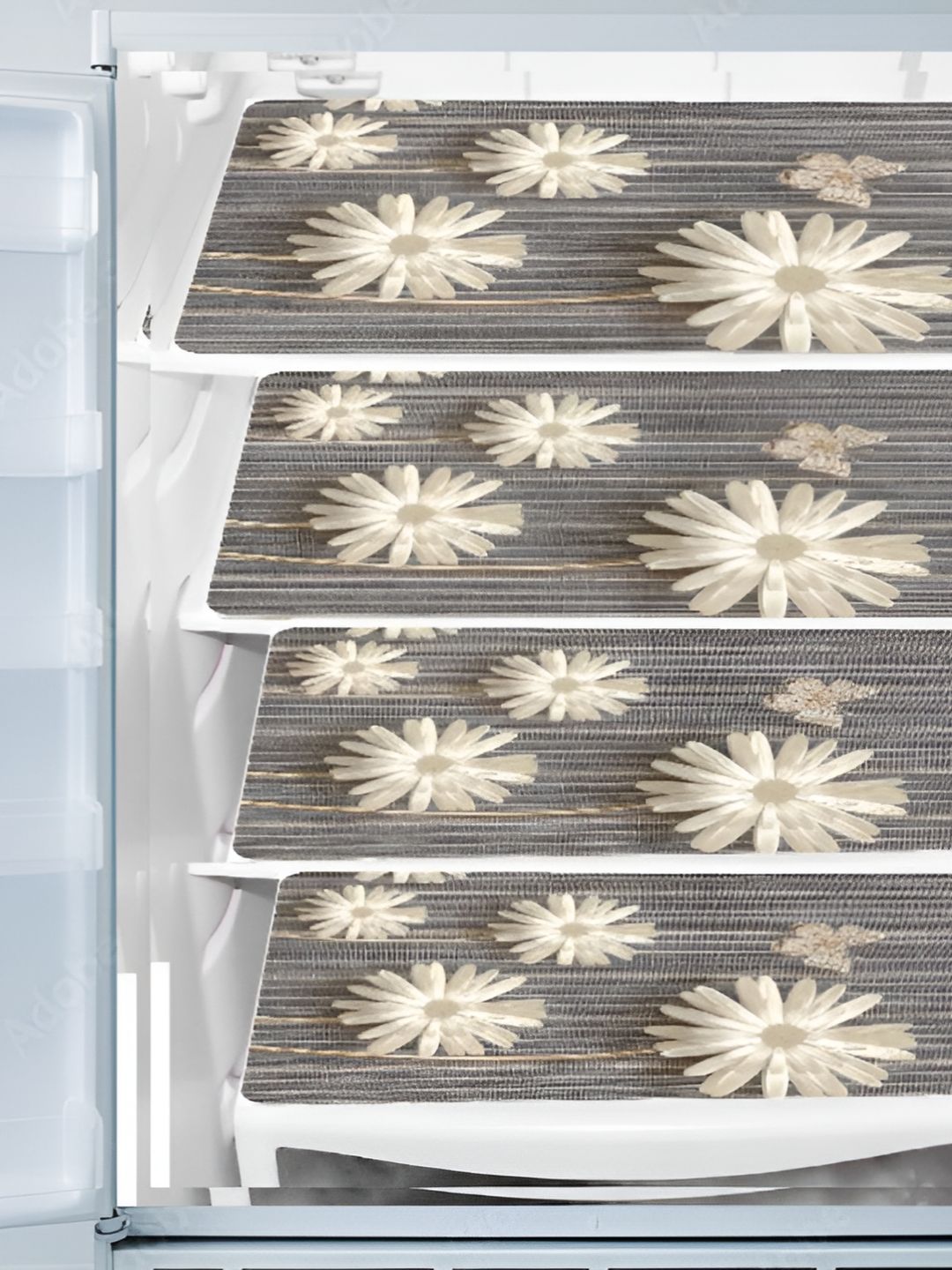 Aura 4-Pcs Grey & Beige Printed Fridge Organisers-picture-30
