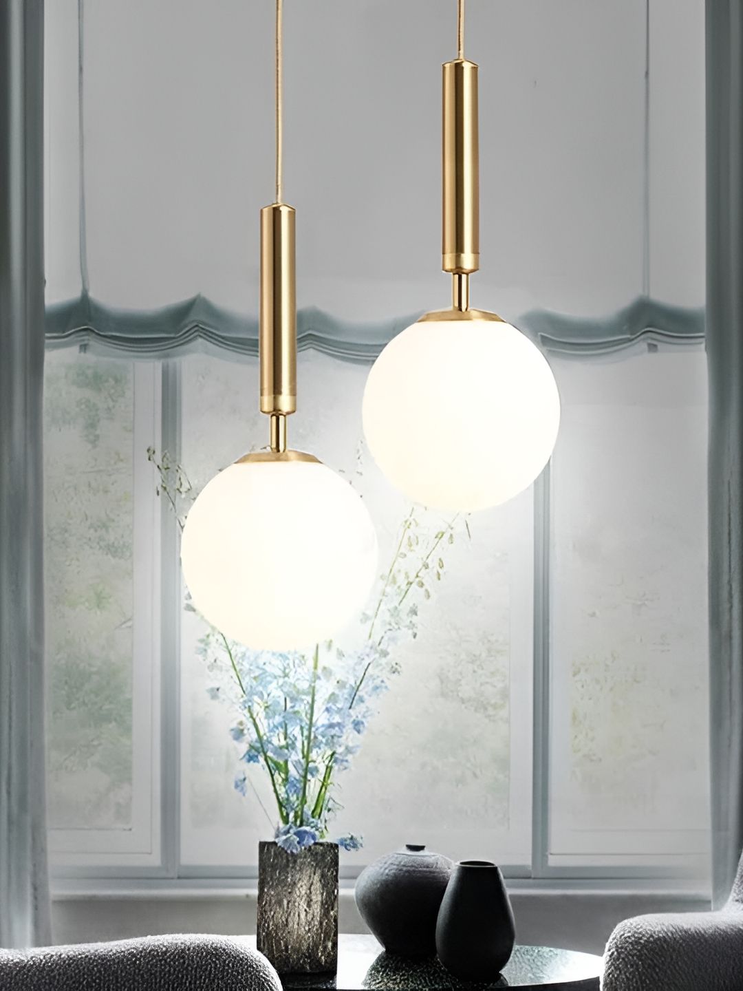 KINIS 2 Pcs Modern and Unique Style Gold-Toned & White Quirky Ceiling Lamp-picture-19