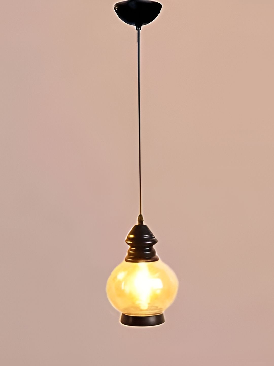 KINIS Brown & Mustard Textured Glass Abstract Shaped Ceiling Lamp-image-10