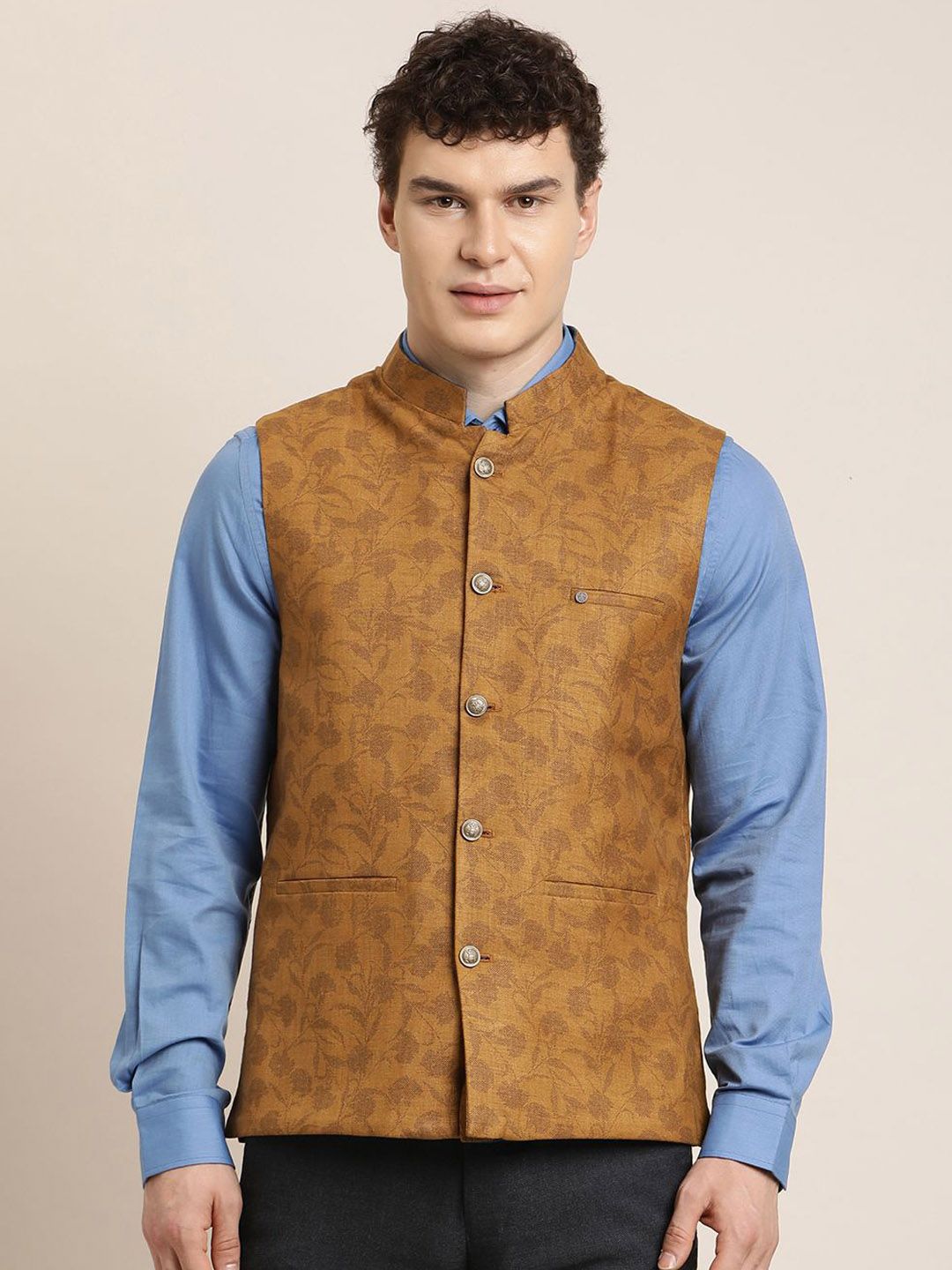 Turtle Floral Printed Nehru Jacket-picture-54