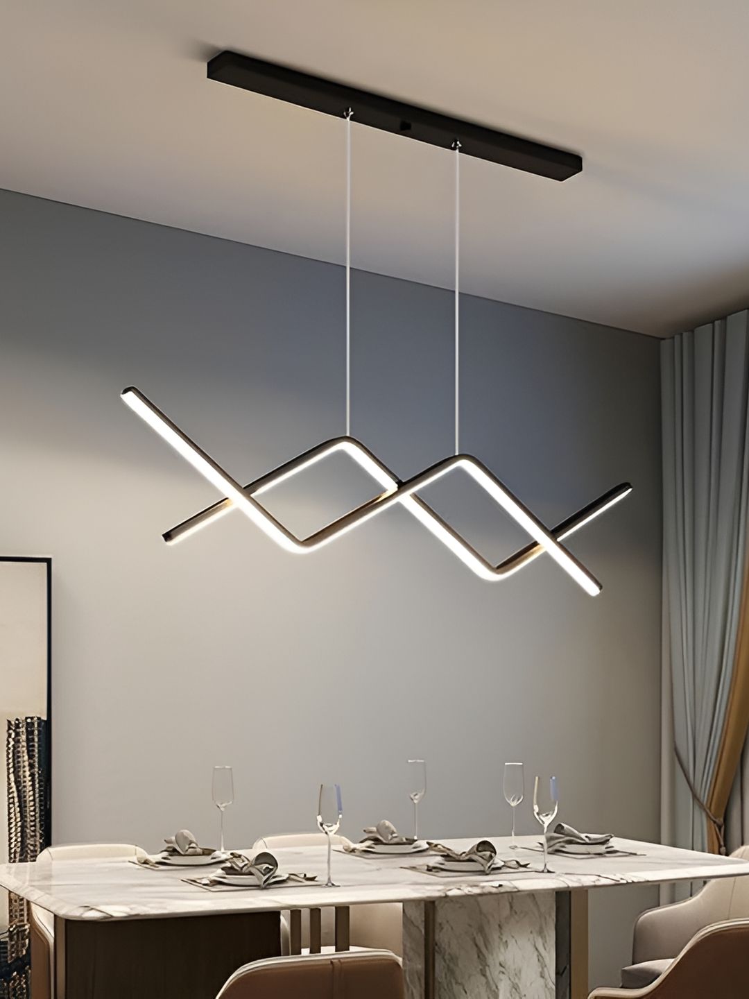 KINIS Black & White Aluminium Quirky Abstract Shaped Ceiling Lamp-picture-31