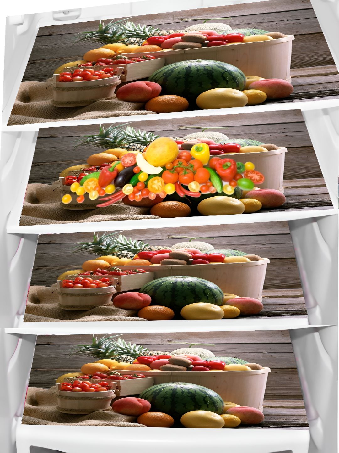 Aura Set Of 4 Brown & Green Printed Fridge Mats-image-8