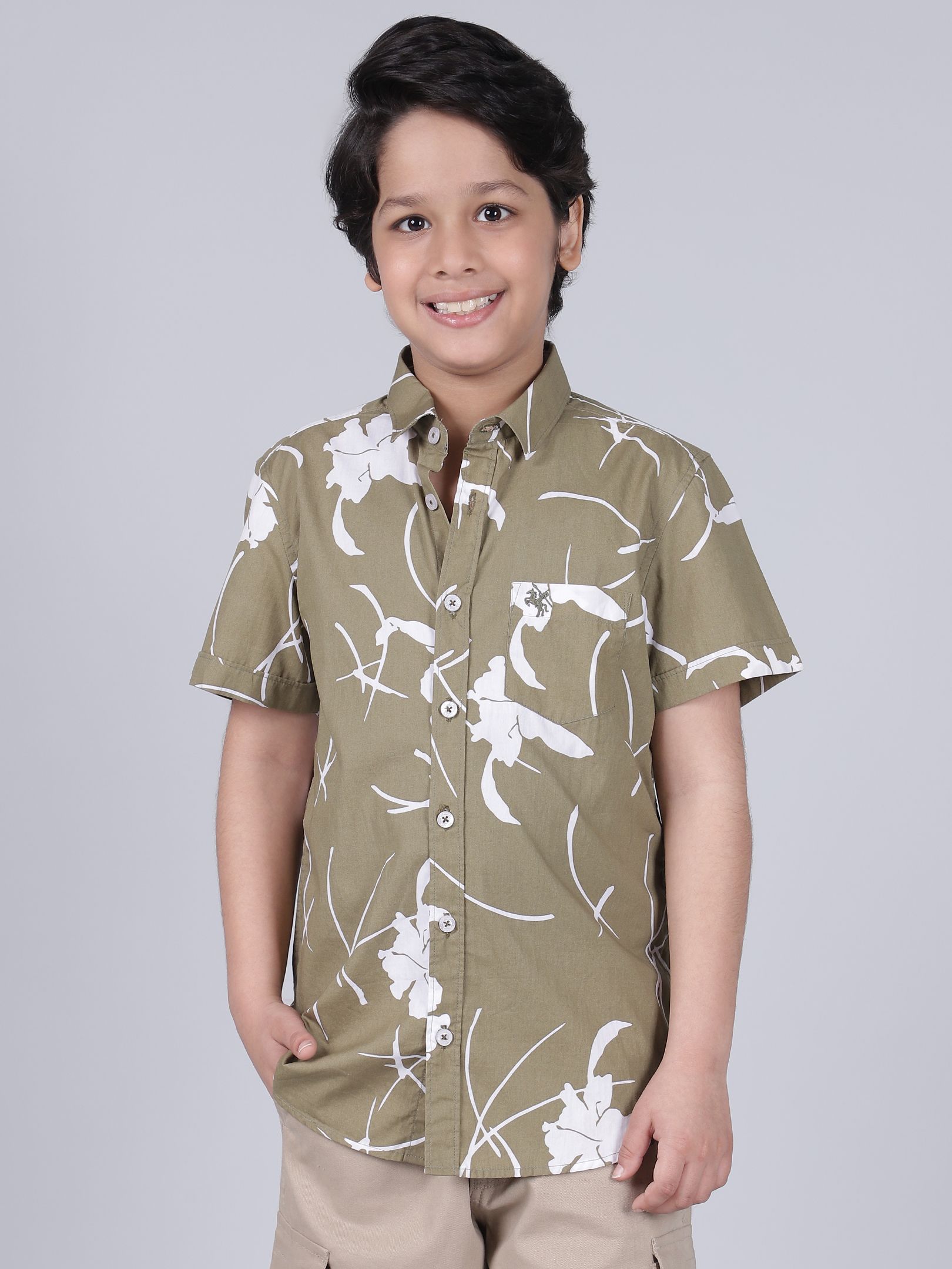 Cantabil Boys Original Floral Printed Casual Shirt-picture-13
