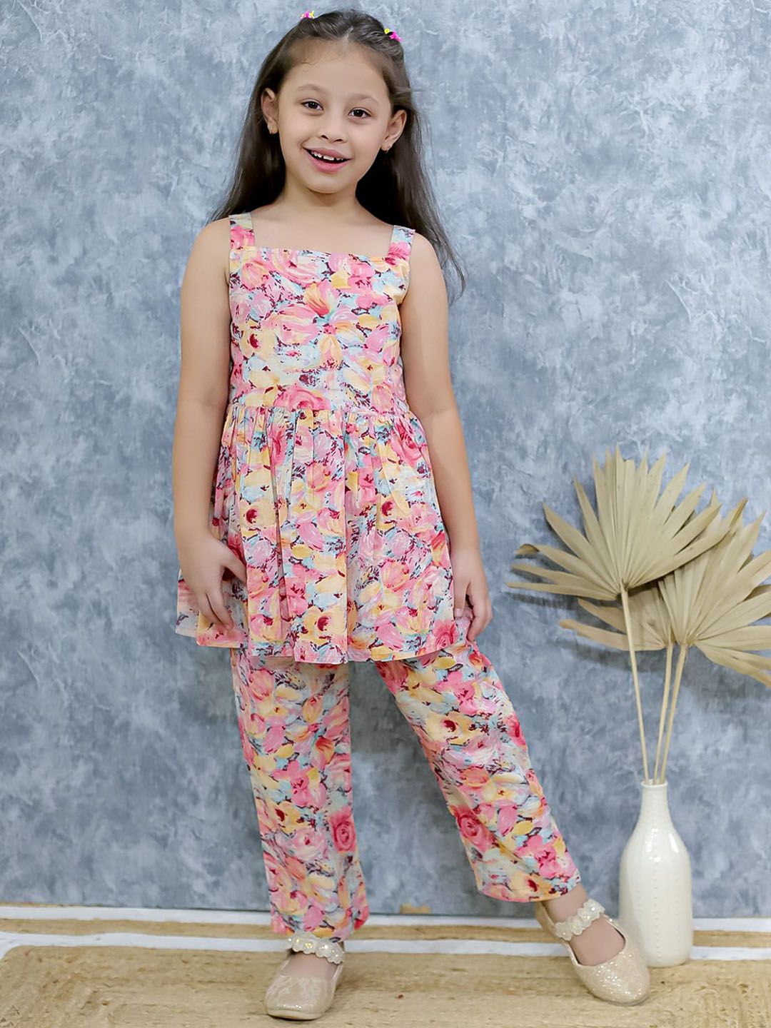 Vastrarth Girls Printed Cotton Sleeveless Digital Printed Frock With Pant-picture-22